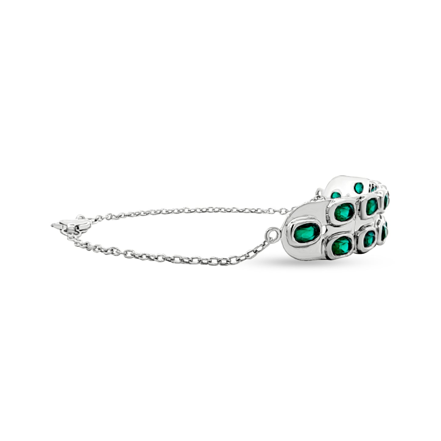 Ishani Luxe: Sterling Silver Crystal Green Stone Bracelet