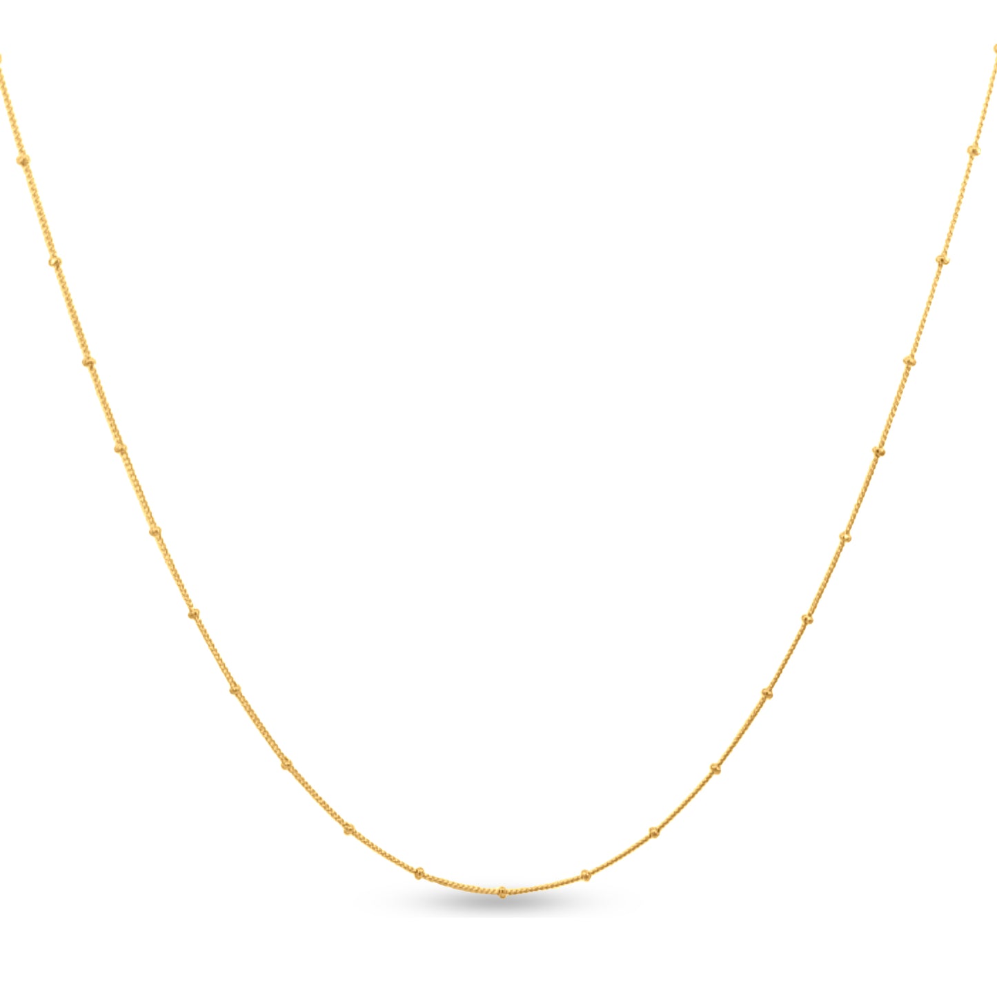 Aanya Glow: 925 Sterling Silver Round Bead Chain with Yellow Gold Polish