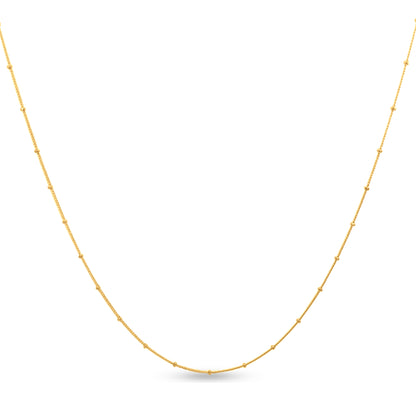 Aanya Glow: 925 Sterling Silver Round Bead Chain with Yellow Gold Polish