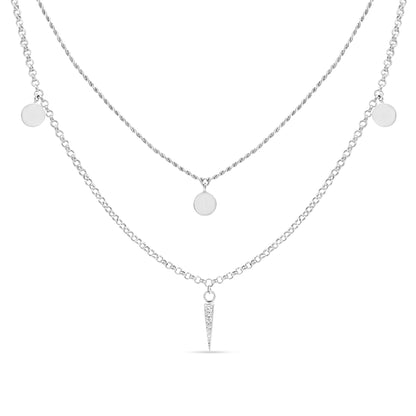 Sterling Silver Double Strand Chain with Round Hanging Charms