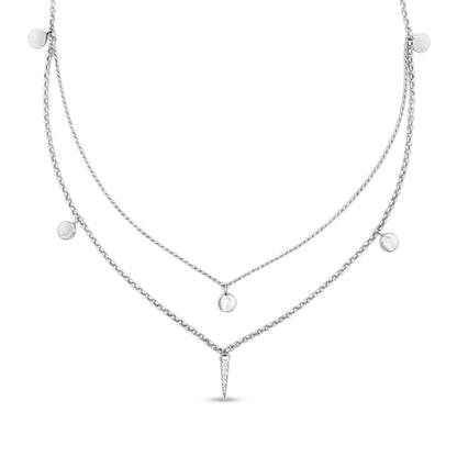 Sterling Silver Double Strand Chain with Round Hanging Charms