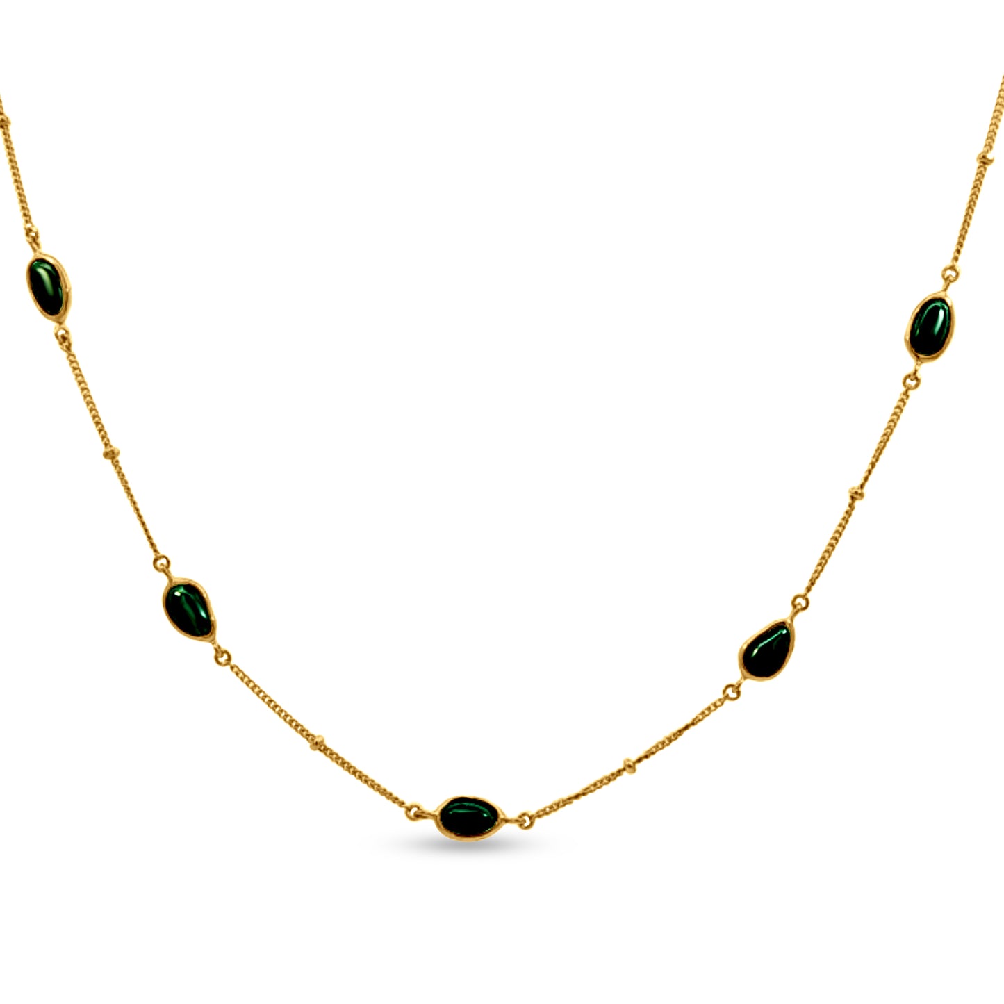 Sterling Silver Station Necklace with Yellow Plating