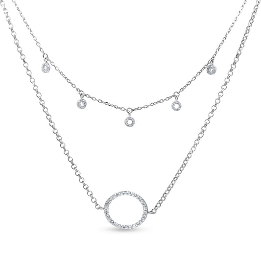 Charm-Embellished Layered 925 Silver Chain Necklace