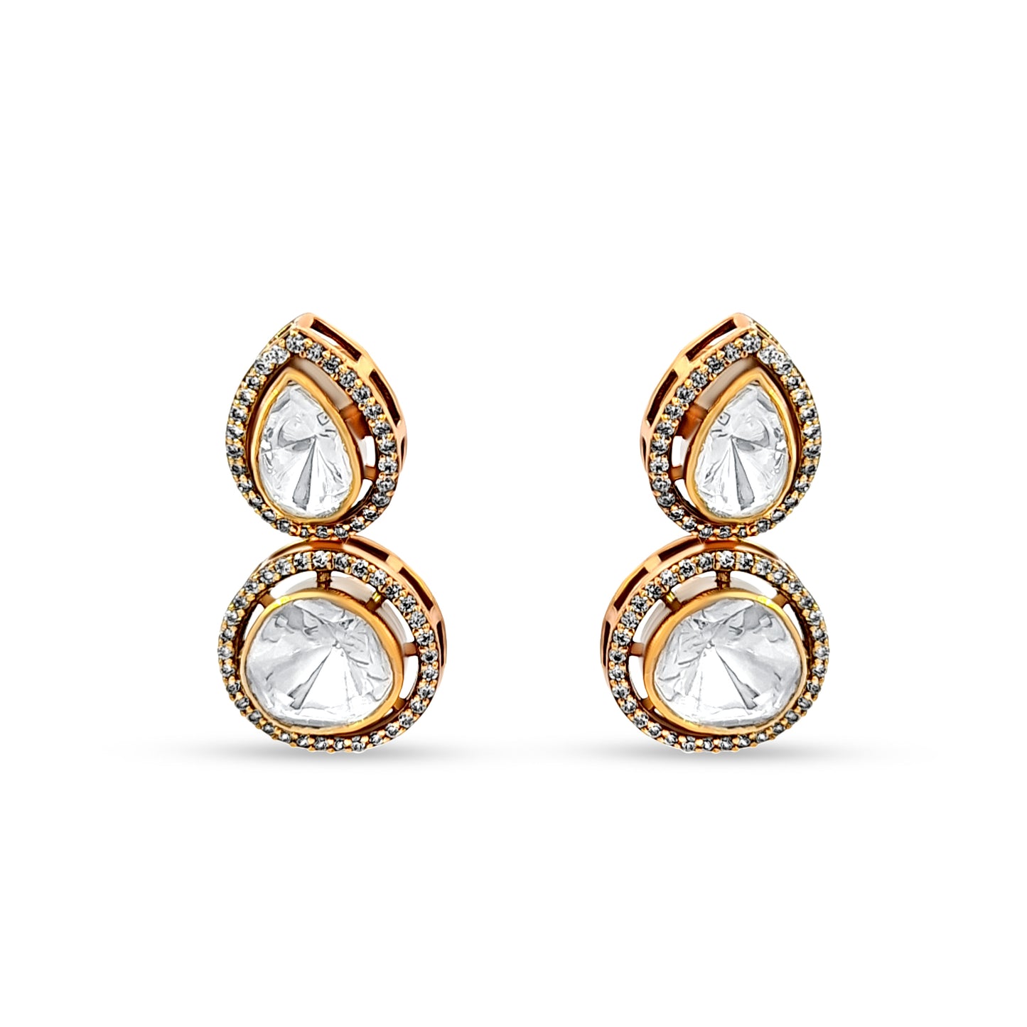 Vaishali's Pear-Shaped Drop 925 Silver Kundan Earrings