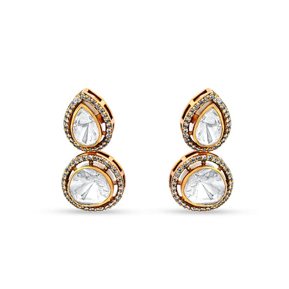 Vaishali's Pear-Shaped Drop 925 Silver Kundan Earrings