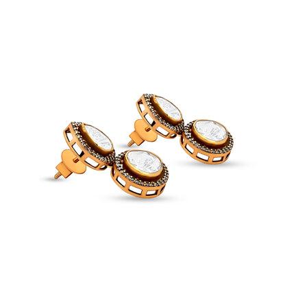 Vaishali's Pear-Shaped Drop 925 Silver Kundan Earrings