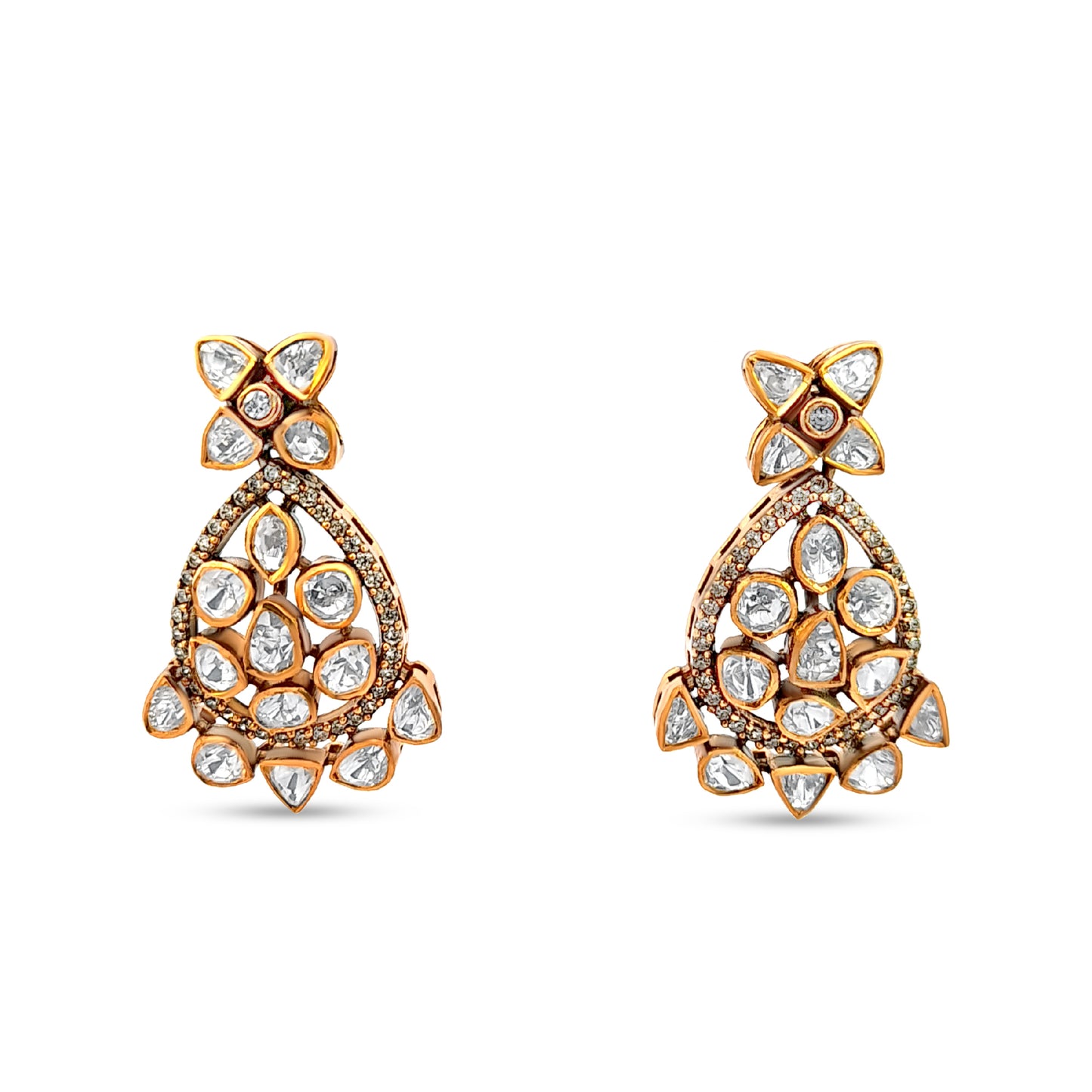 Amruta's Unique Drop 925 Silver Kundan Earrings