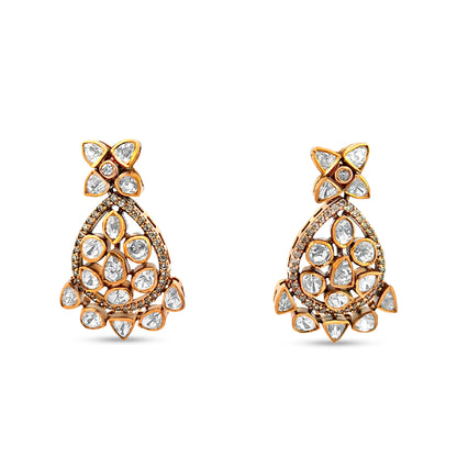 Amruta's Unique Drop 925 Silver Kundan Earrings