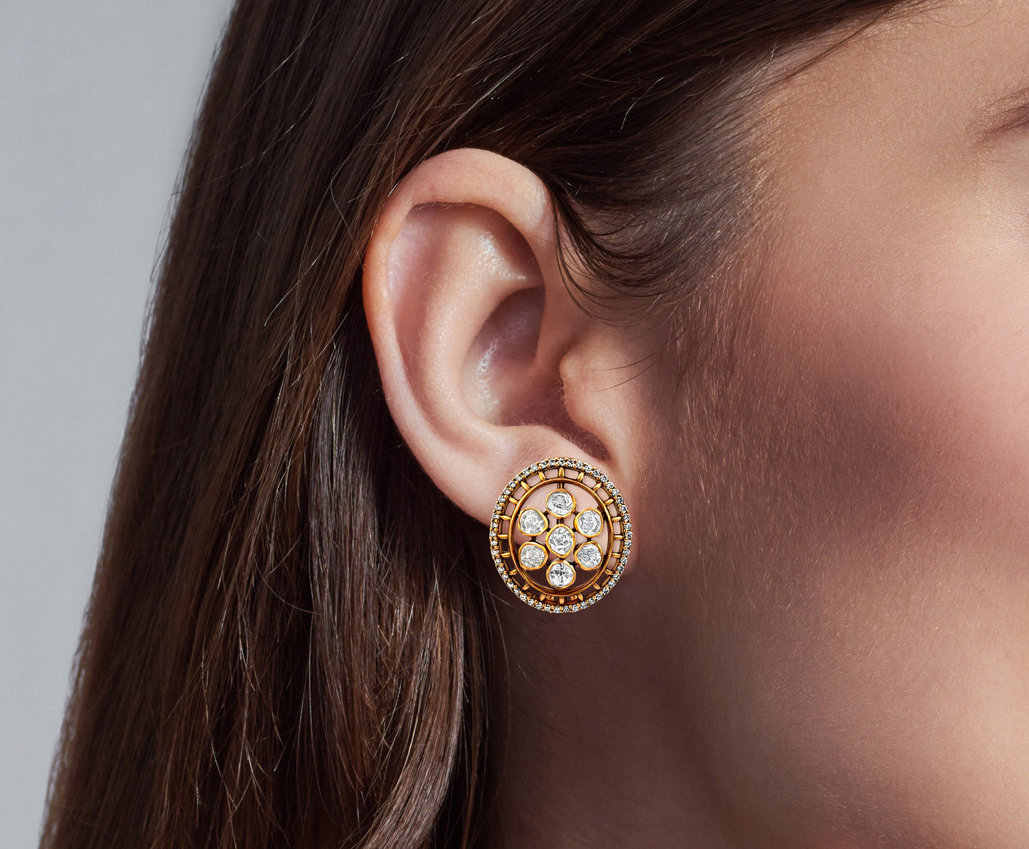 Bold and Beautiful Heavy 925 Silver Kundan Stud Earrings