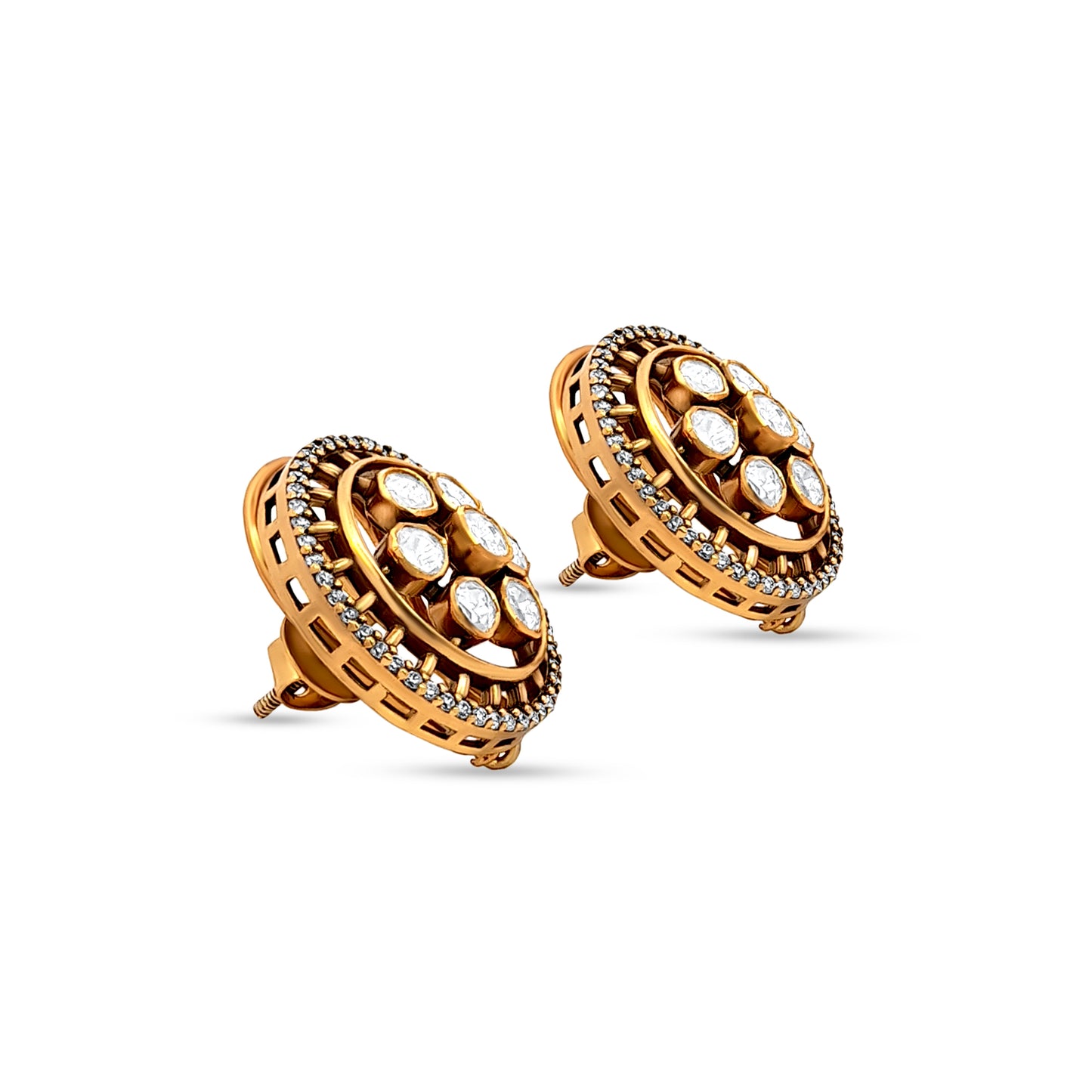 Anvika's Bold and Beautiful Heavy 925 Silver Kundan Earrings