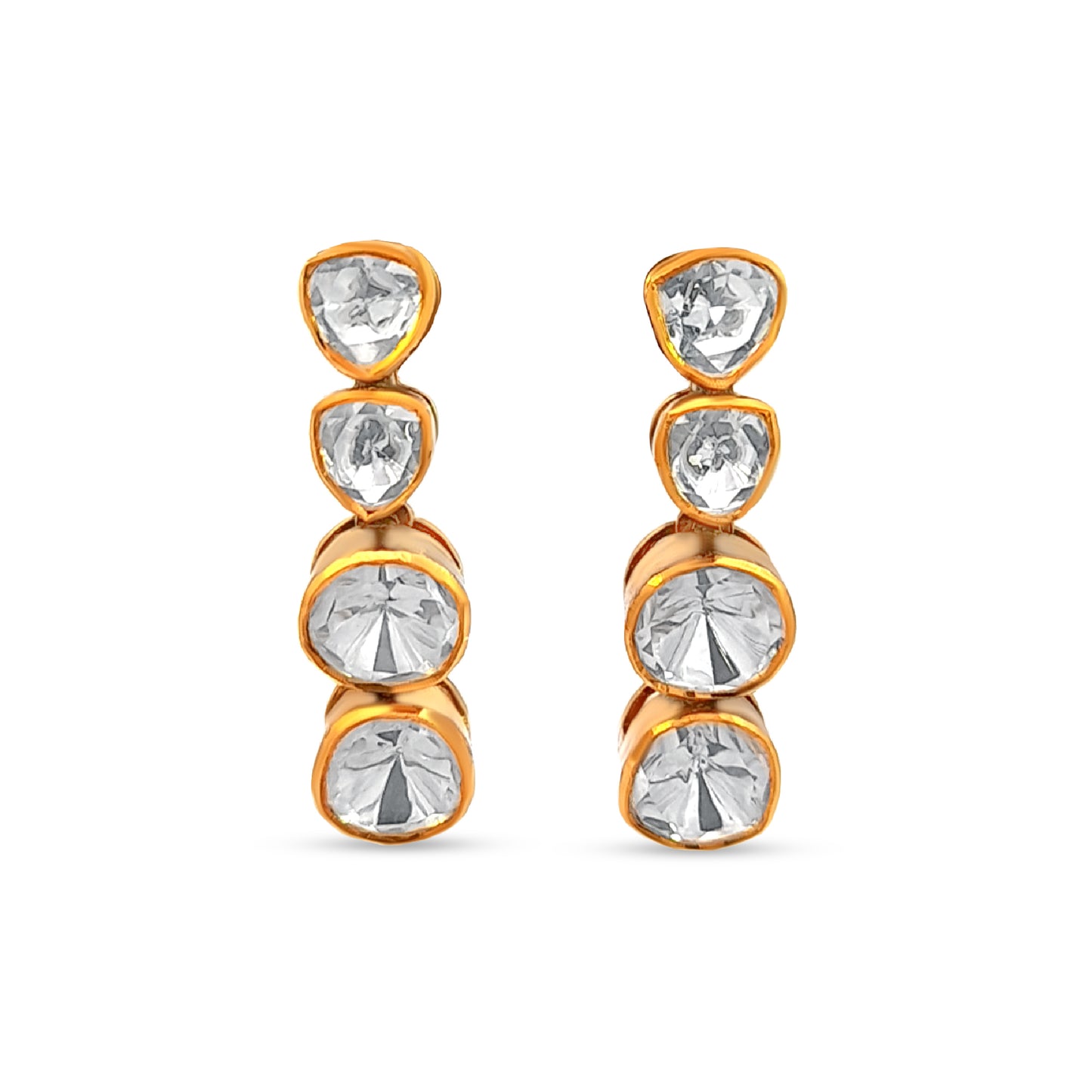 Stylish Single-Line 925 Silver Kundan Earrings