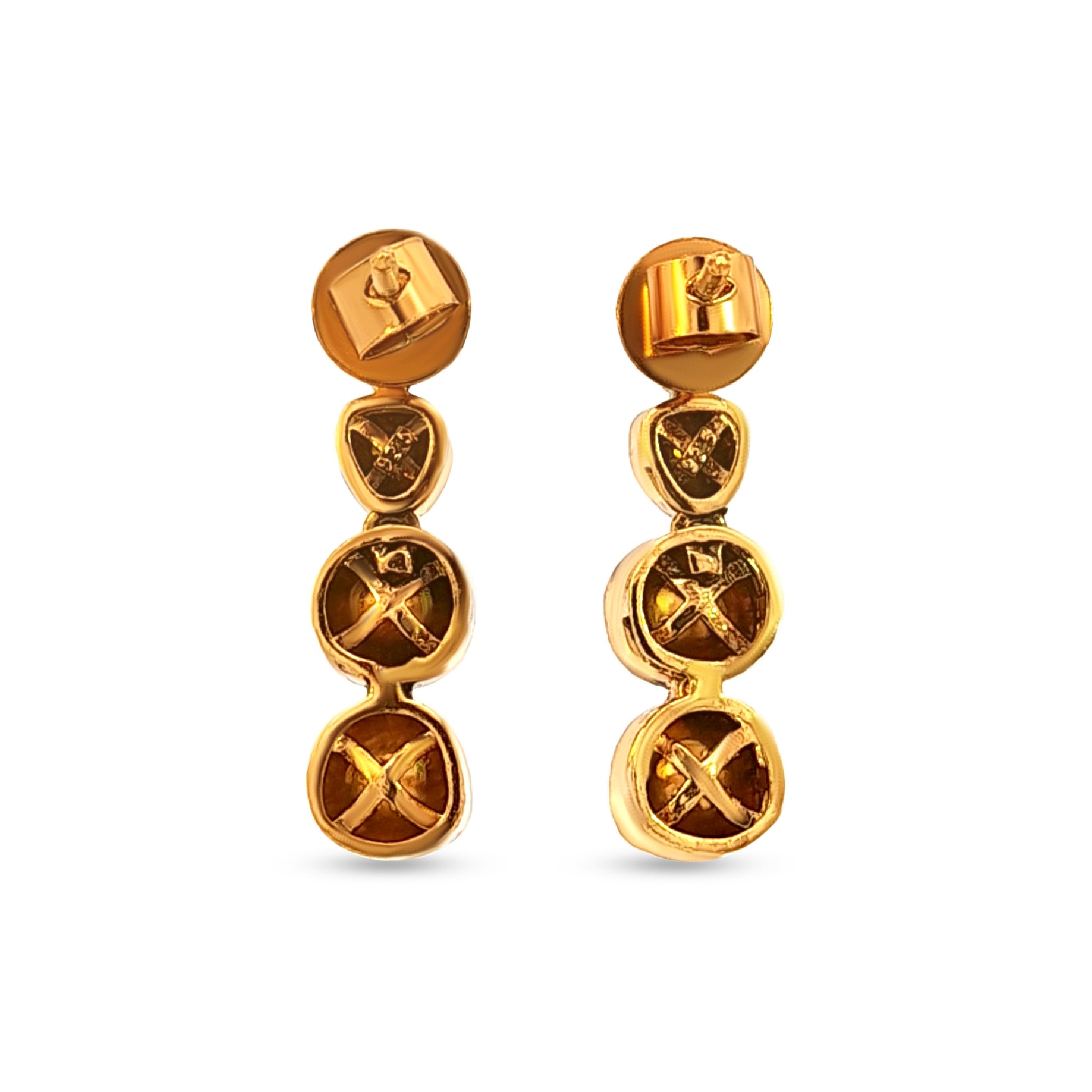 Stylish Single-Line 925 Silver Kundan Earrings