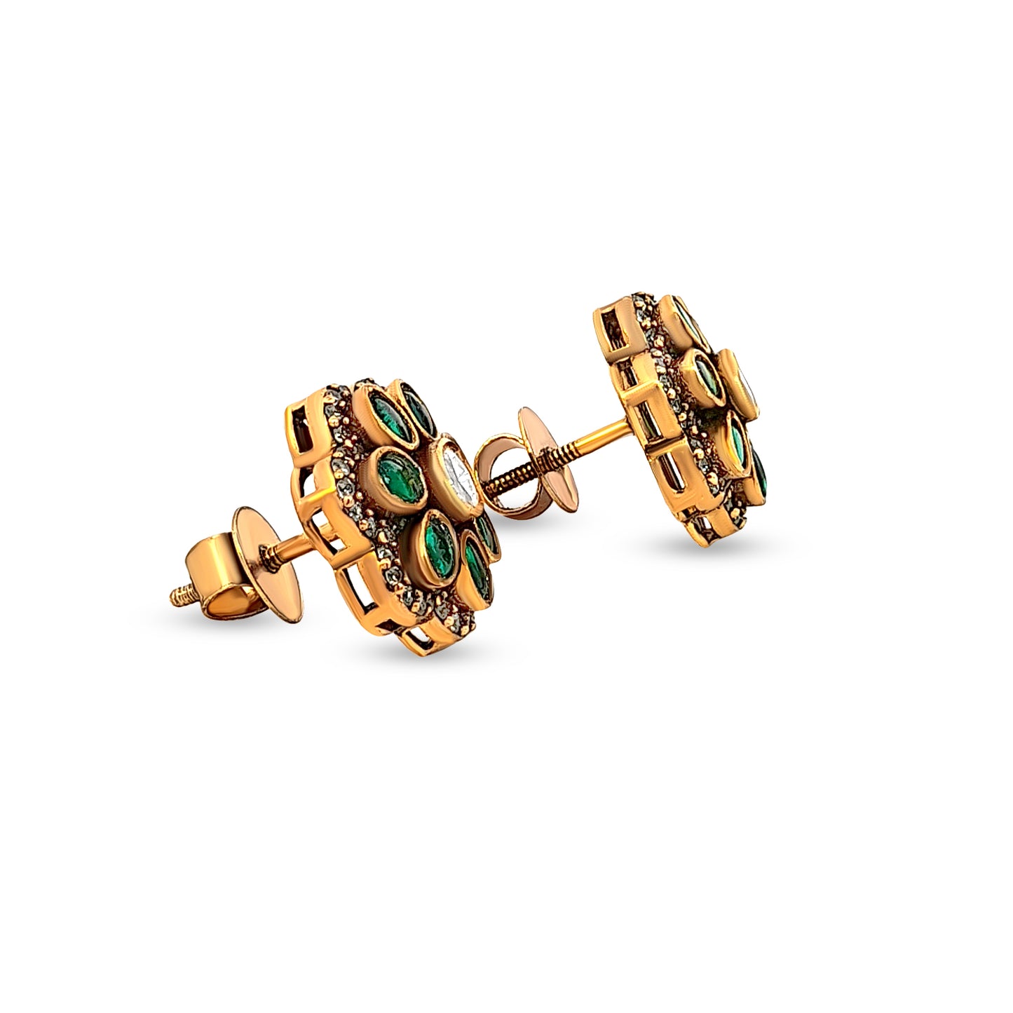 Blooming Kundan Floral 925 Silver Stud Earrings