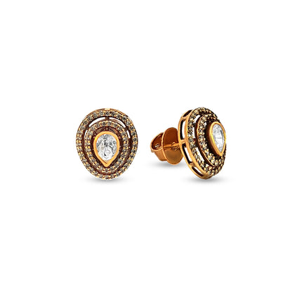 Parijata's 925 Silver Pear-Shaped Kundan Stud Earrings
