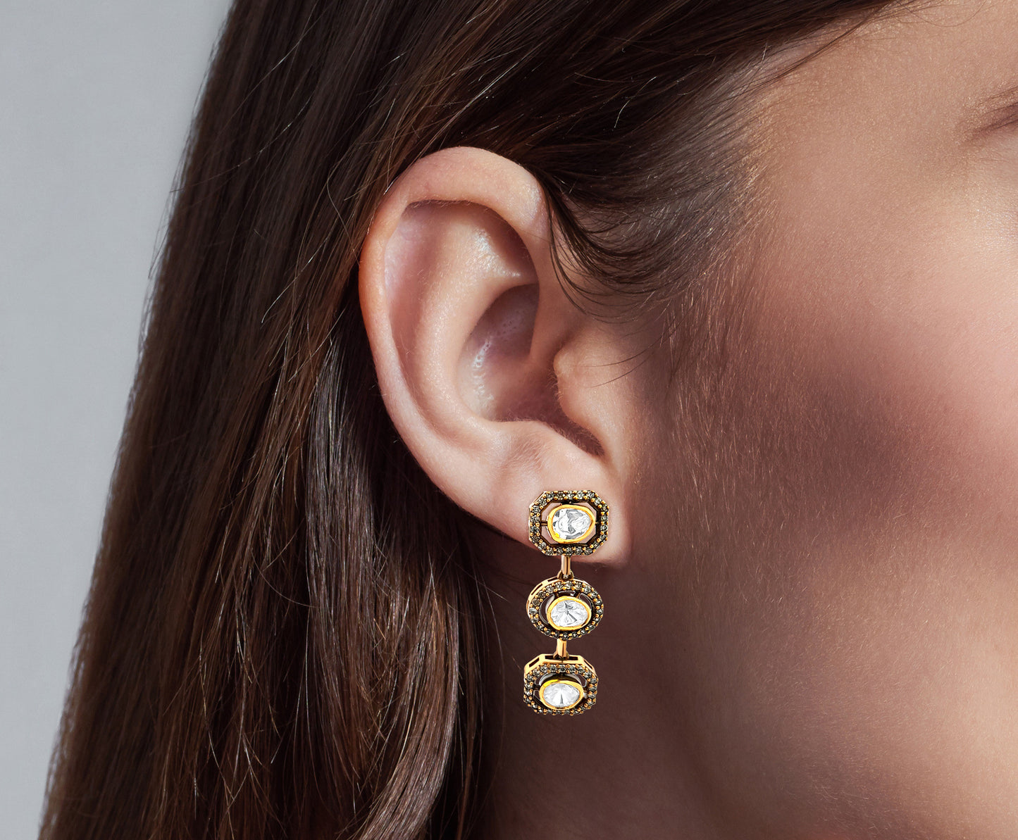 925 Silver Kundan Earrings