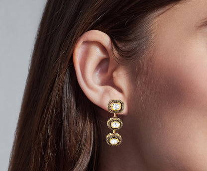 925 Silver Kundan Earrings
