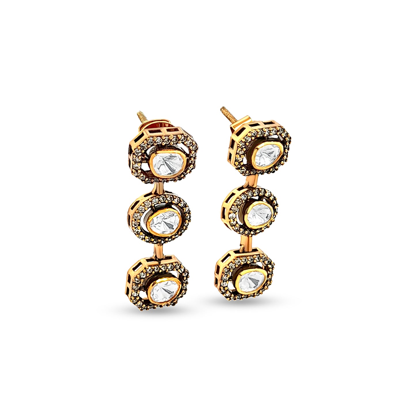 Gulmohar's Graceful 925 Silver Kundan Earrings