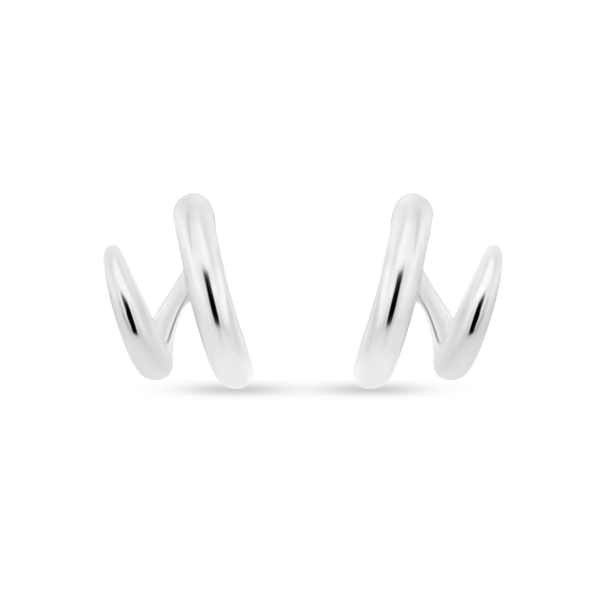 Mini Boho Swirl J Hoop Earrings in Sterling Silver