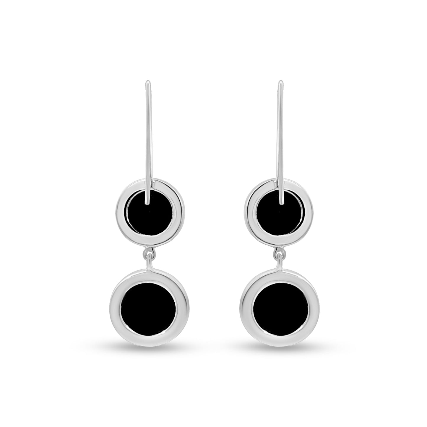 925 Silver French Hook Earrings with Black Stones