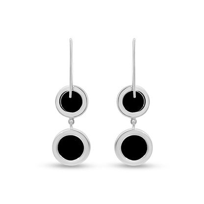 925 Silver French Hook Earrings with Black Stones