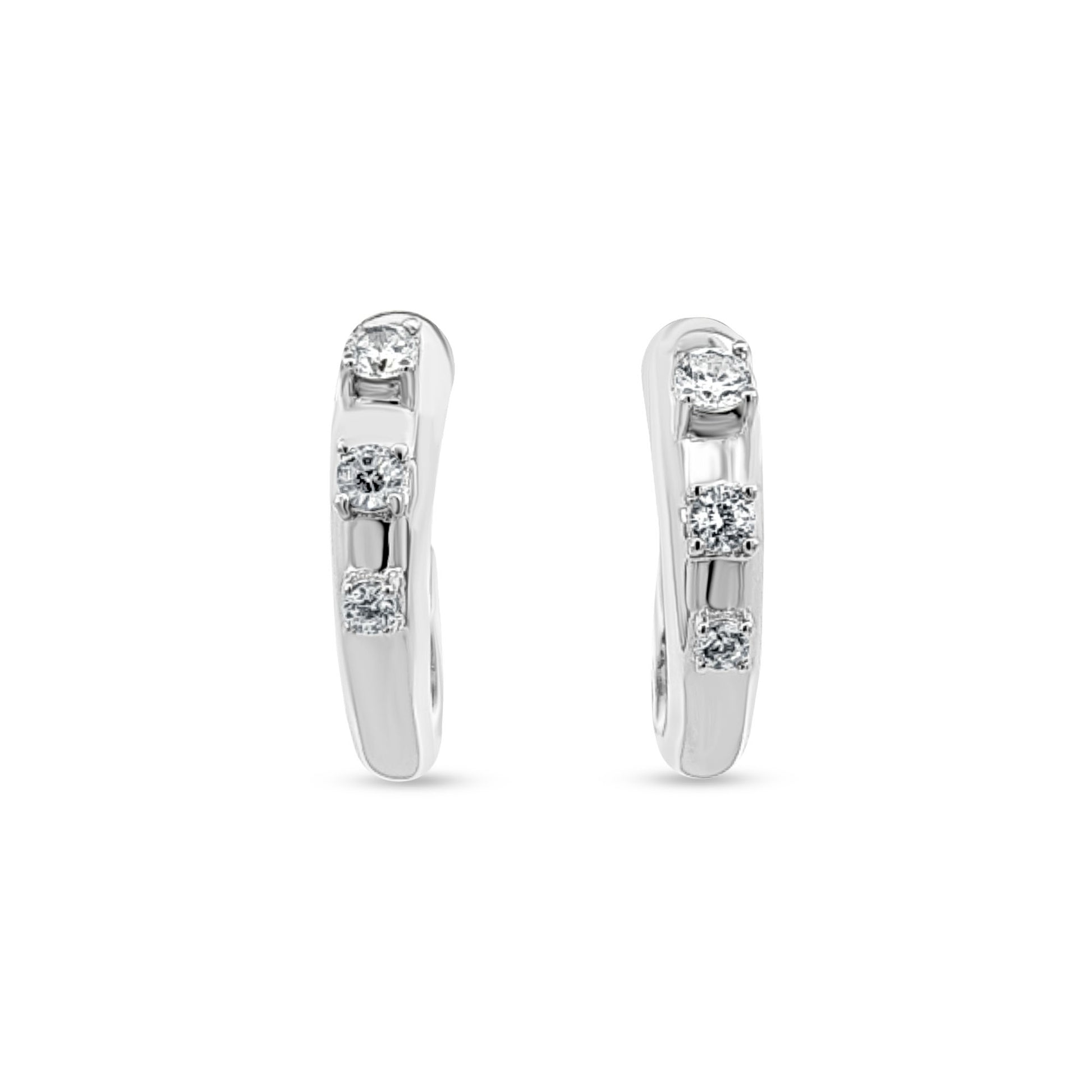 Boho Tribal Zircon J Hoop Earrings in Sterling Silver