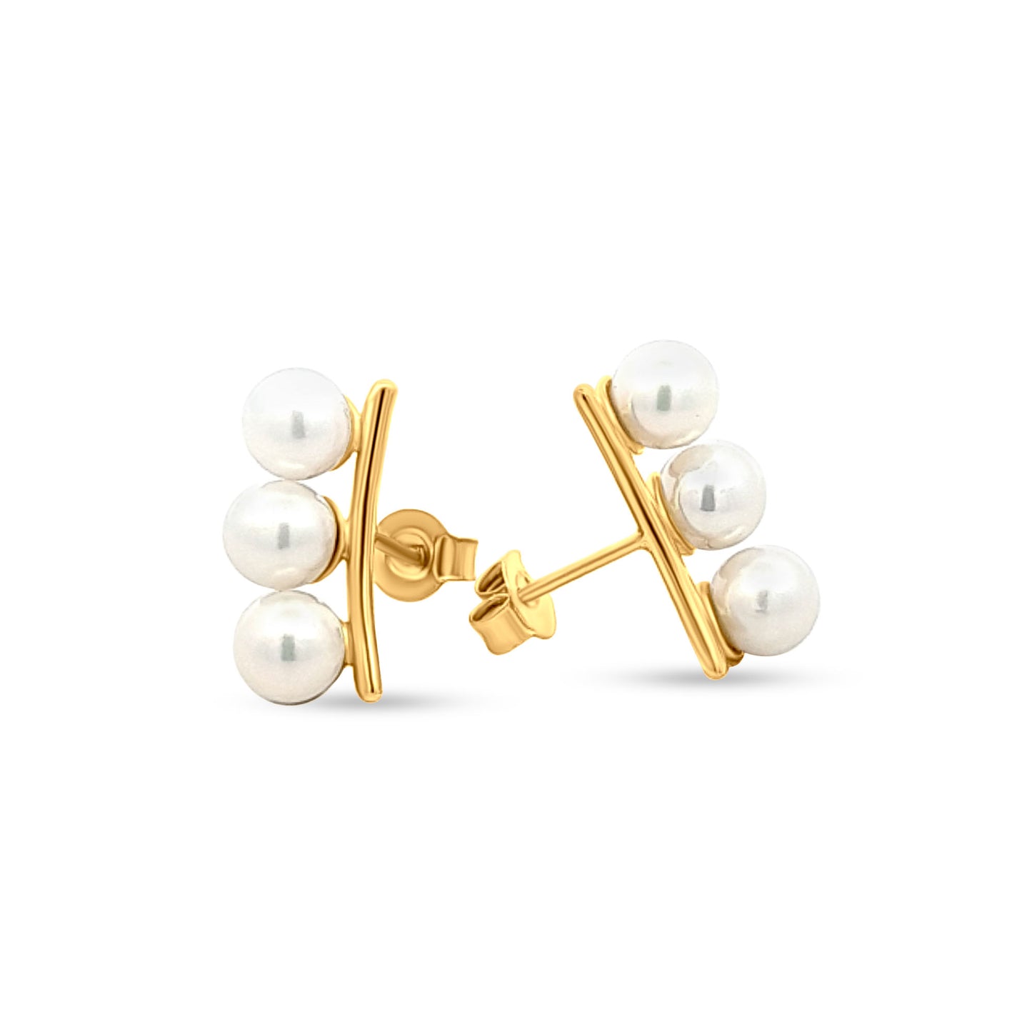 Ila Studs - Yellow Gold Over Sterling Silver with Pearl-Like Stones