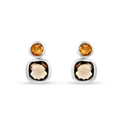 Sterling Silver Stud Earrings with Mosaic Stone