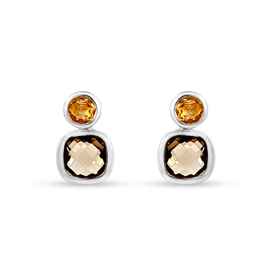 Sterling Silver Stud Earrings with Mosaic Stone