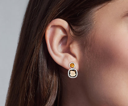 Sterling Silver Stud Earrings with Mosaic Stone