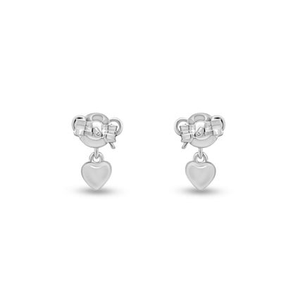 Anika's Cute Mini Bow Silver Studs with Heart Charms