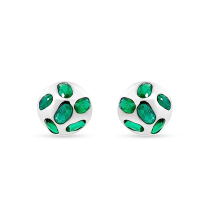 Tara Dome Studs - Sterling Silver Earrings with Green Stones