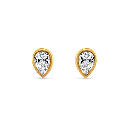 Minimalist Drop-Shaped Sterling Silver Stud Earrings in Yellow Tone