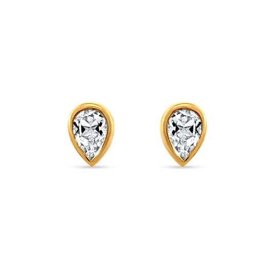 Minimalist Drop-Shaped Sterling Silver Stud Earrings in Yellow Tone