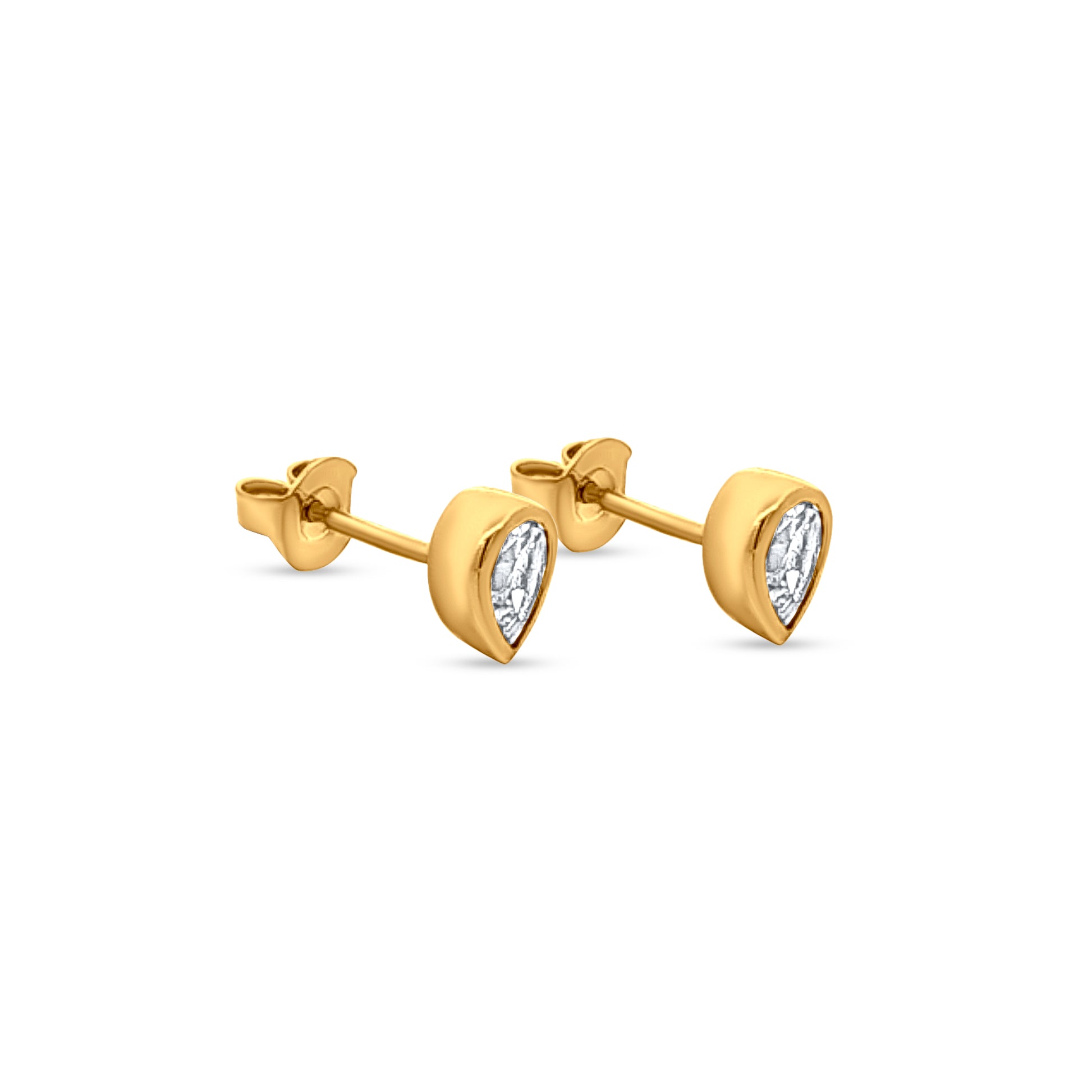 Minimalist Drop-Shaped Sterling Silver Stud Earrings in Yellow Tone