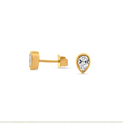 Minimalist Drop-Shaped Sterling Silver Stud Earrings in Yellow Tone
