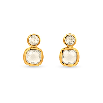 Anvi Glow: Minimalist Golden-Tone Studs with Mosaic-Shaped Stones