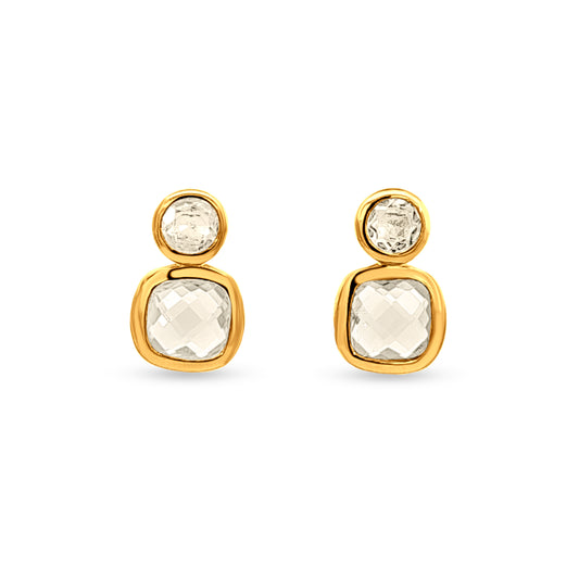 Anvi Glow: Minimalist Golden-Tone Studs with Mosaic-Shaped Stones