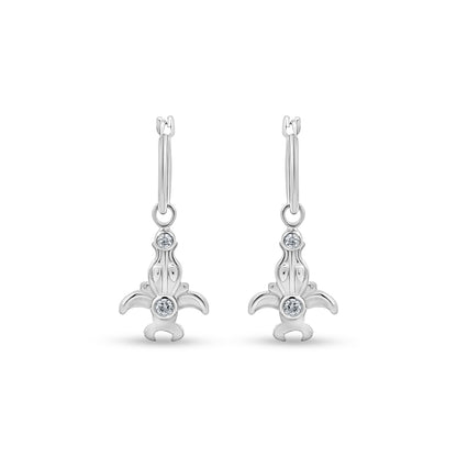 Avni Huggie Hoops - Sterling Silver with White Charm Drop