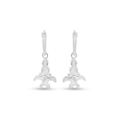 Avni Huggie Hoops - Sterling Silver with White Charm Drop