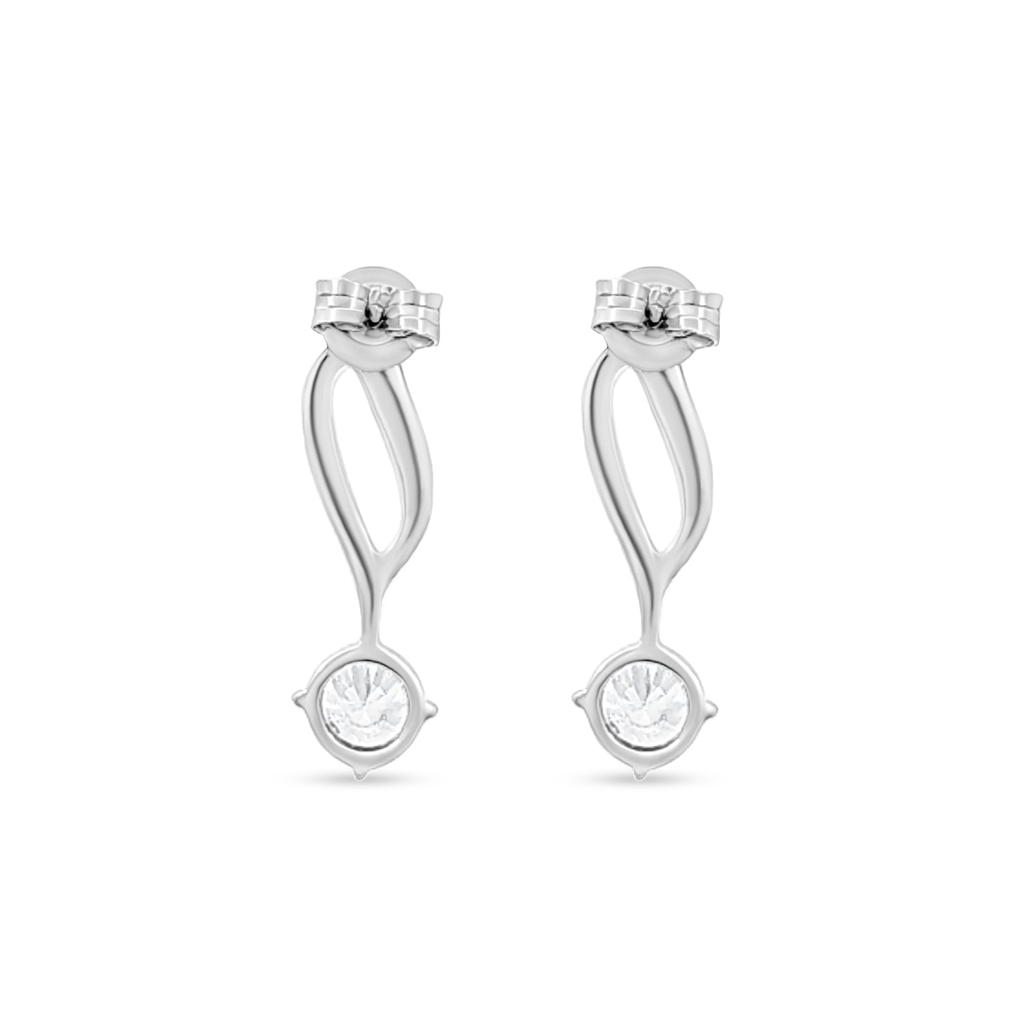 Flame Design Sterling Silver Stud Earrings with Diamond-Like Sparkle