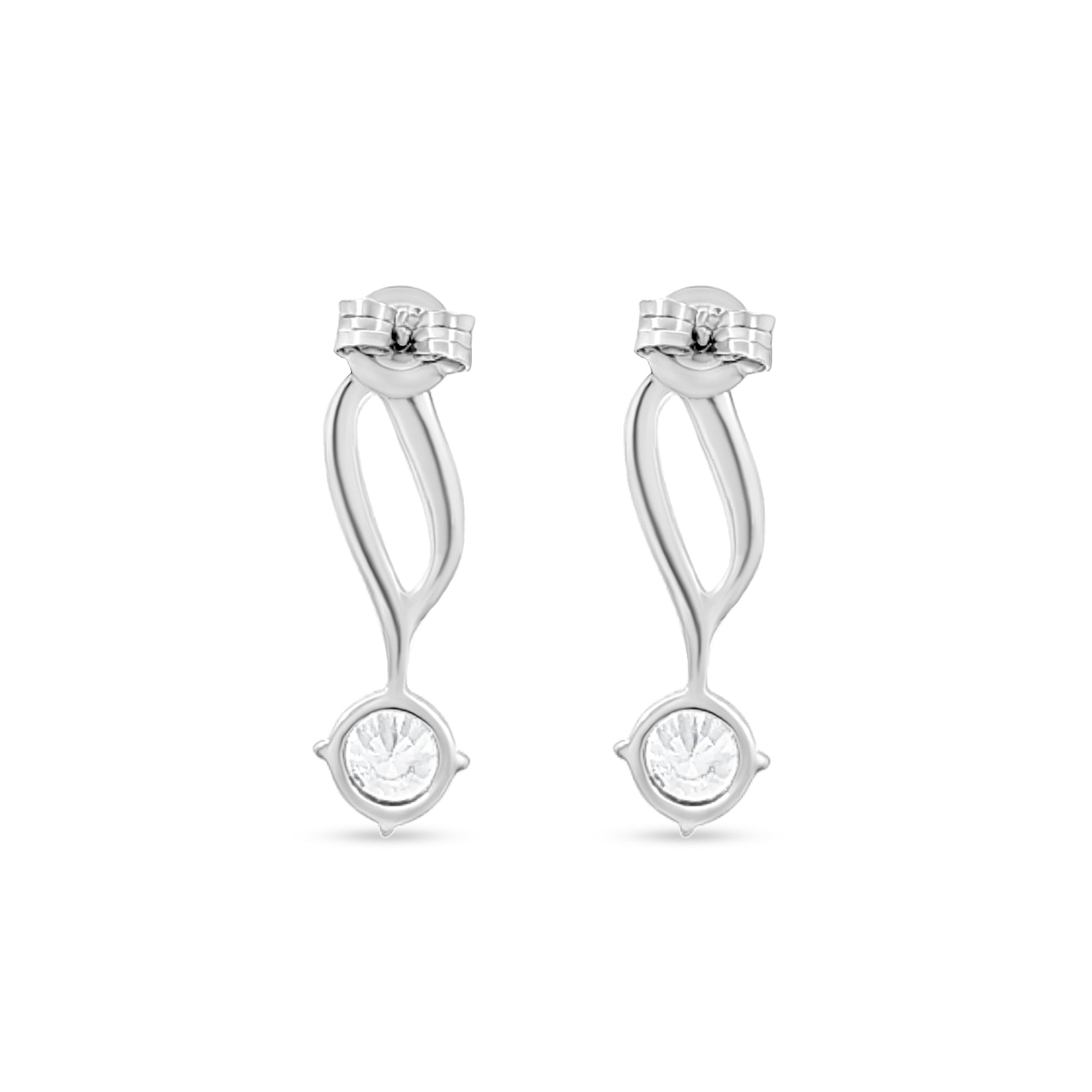 Flame Design Sterling Silver Stud Earrings with Diamond-Like Sparkle