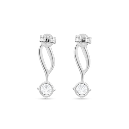 Flame Design Sterling Silver Stud Earrings with Diamond-Like Sparkle