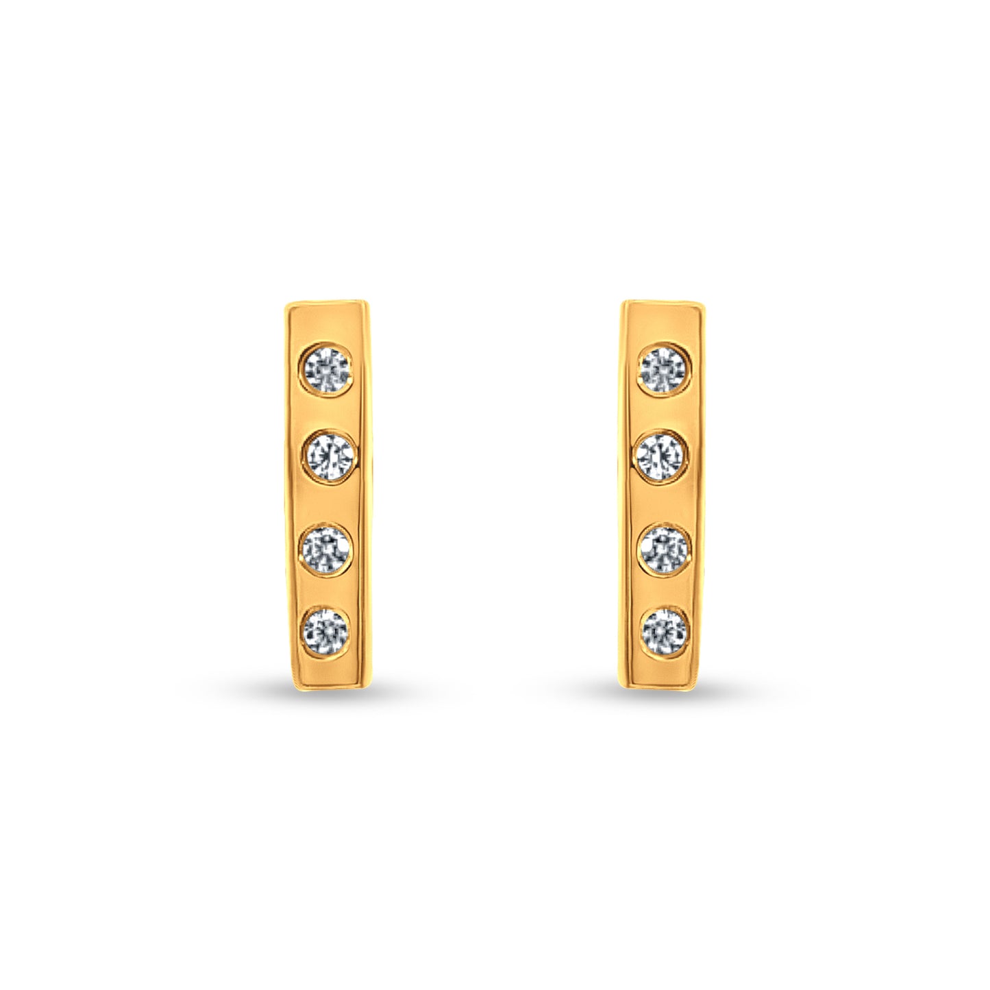 Kavya: Minimalist Straight-Line Studs with Stones & Yellow Polish