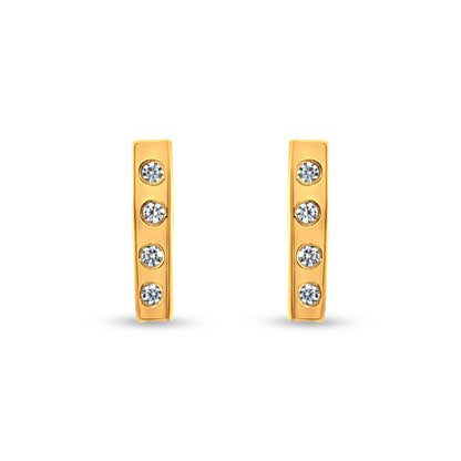 Kavya: Minimalist Straight-Line Studs with Stones & Yellow Polish