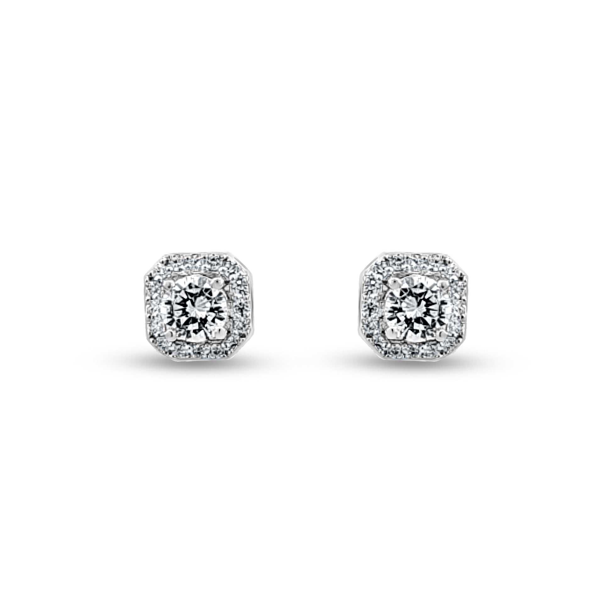 Everyday Diamond Halo 925 Silver Stud Earrings