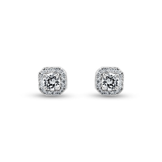 Riya's Everyday Diamond Halo Silver Studs