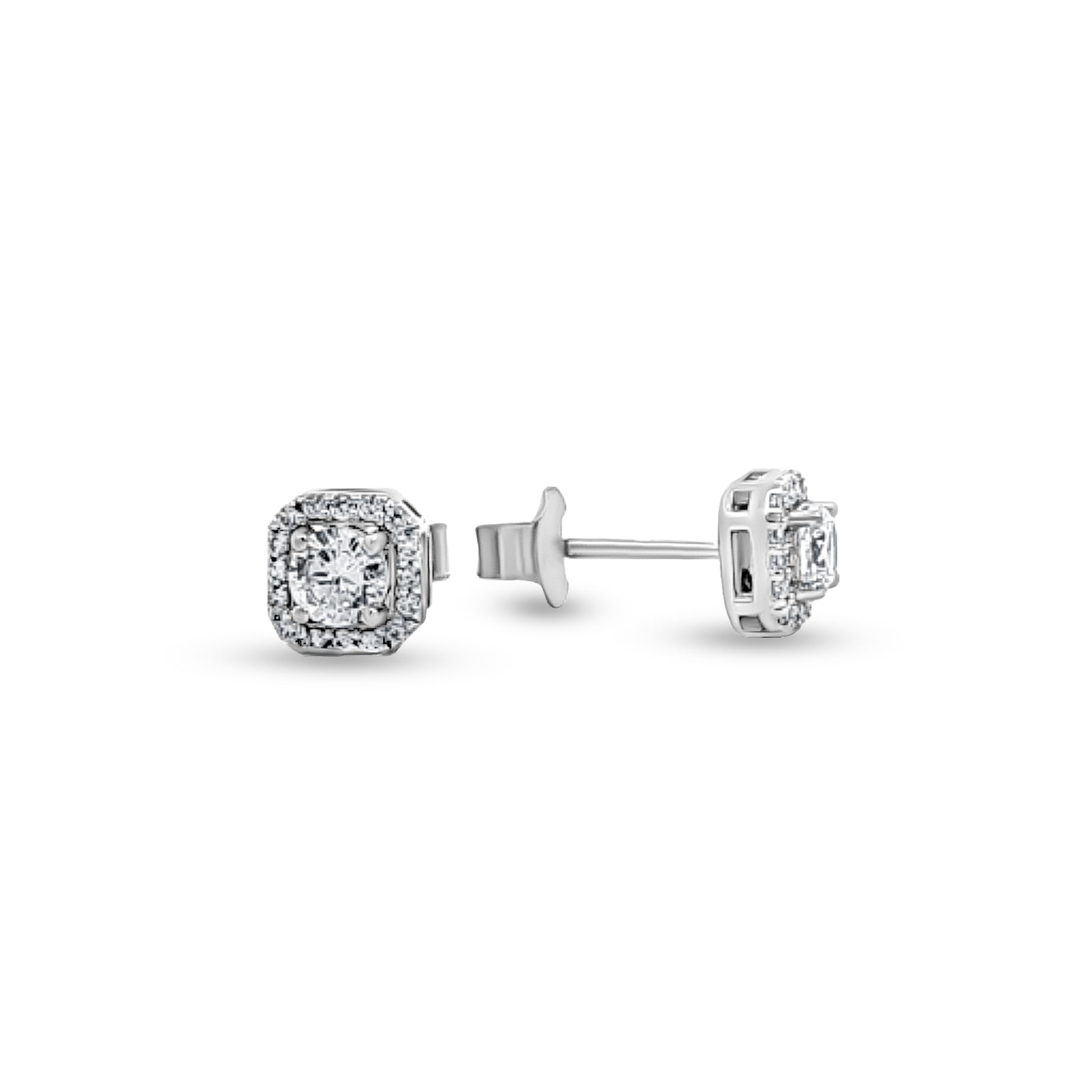 Everyday Diamond Halo 925 Silver Stud Earrings