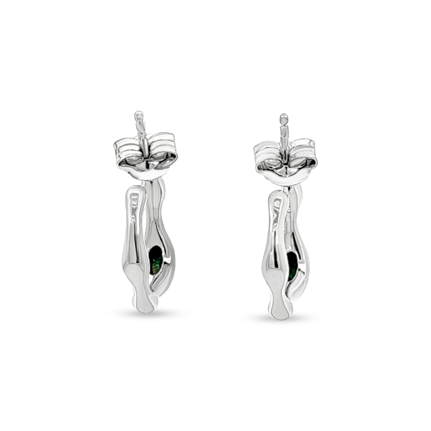Ravya's Green Stone Silver Mini Hoops