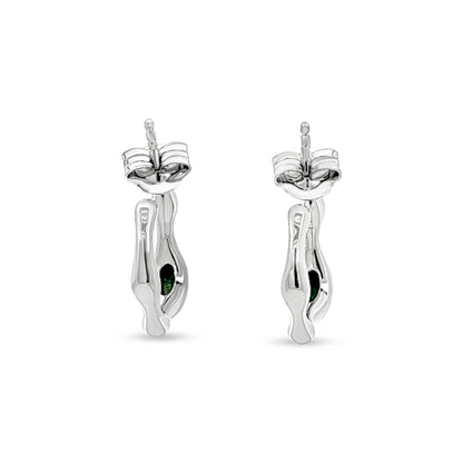 Ravya's Green Stone Silver Mini Hoops