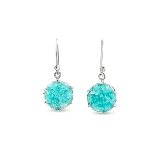 Turquoise Dangle Earrings with French Hook Design in Sterling Silver